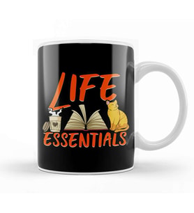 Adorable Life Essentials Coffee Books & Cats Kupa Bardak Porselen