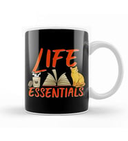 Adorable Life Essentials Coffee Books & Cats Kupa Bardak Porselen