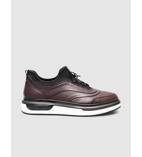 %100 Hakiki Deri Kahverengi Erkek Günlük Sneaker