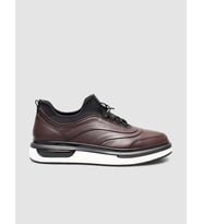 %100 Hakiki Deri Kahverengi Erkek Günlük Sneaker