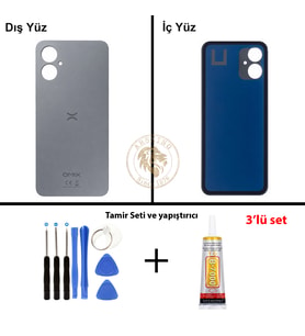 Omix Vida Seti + Yapıştırıcı Omix X5 Gri Yapıştırıcı B-7000 Yapıştırıcı Vida Seti Arka Kapak Arka Cam Batarya Kapağı Lazer Kesim Kapak Pil Kapağı Back Cover