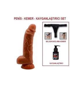 Yeni Nesil Çift Katmanlı Belden Bağlamalı 18 cm Realistik Dildo Penis