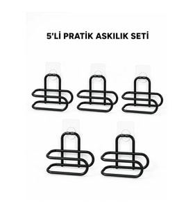 Siyah Metal WC Kağıtlık Yapışkanlı Tuvalet Kağıdı Rulo Tutucu 5 Adet