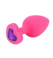 Özel Pembe Silikon Lüks Kalpli Taşlı Orta Boy  Plug