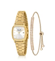 Polo Air Takvimli Kare Kasa Kadın Kol Saati Ve Zirkon Taşlı Baget Bileklik Kombin Gold Renk PL-1609B1