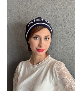 LACİVERT YAZILI YUMUŞAK UNİSEX BERE