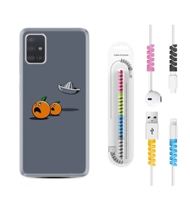 Samsung a71 A72 A73 A7 A9 2018 C7 C9 Kılıf Kablo Koruma Spiral Silikon Orange Escape 1374