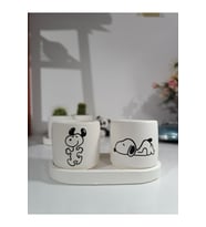Tabaklı Snoopy Desenli Saksı Seti