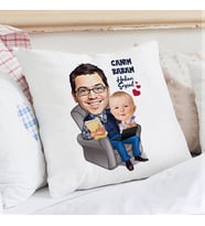 Kişiye Özel İlgili Baba Karikatürlü Yastık