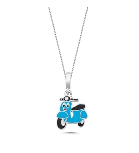 Vespa Motosiklet Gümüş Kolye ARB59