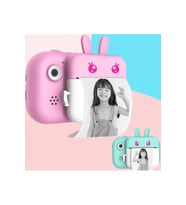 QASUL Baskılı fotoğraf makinesi 1080p Çift kameralı fotoğraf çıkaran PEMBE GEYİK BASKILI