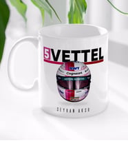 BK Gift Kişiye Özel İsimli F1 Vettel Tasarımlı Beyaz Kupa Bardak-1