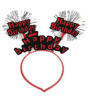 Happy Birthday Yazılı Püsküllü Neon Kırmızı Renk Doğum Günü Tacı 22X19 Cm