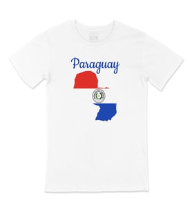 Paraguay Haritalı ve Bayraklı Tişört