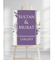 Söz Nişan Düğün İçin 50x70 Karşılama Panosu - Renkli Çiçek Tasarımlı 5