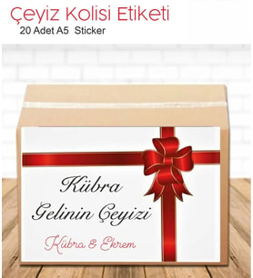 İsimli Çeyiz Kolisi Etiketi A5 20 Adet Etiket