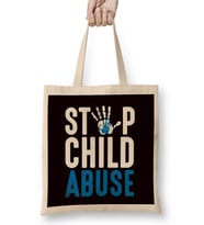 Blue Ribbon Stop Child Abuse Prevention Month Awareness Bez Çanta Uzun Saplı