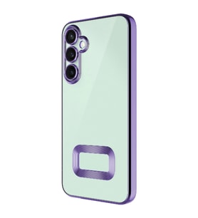 Samsung Galaxy A36 Kılıf Kamera Korumalı Logo Gösteren Şeffaf Kapak (Lila)