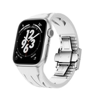 Apple Watch 44/45/46/49mm Kordon Metal Tokalı Silikon Tour Kilim Dizayn Strap 12 (Beyaz)