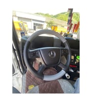 DİKİŞLİ DİREKSİYON KILIFI SİYAH/GRİ DERİ SİYAH DİKİŞLİ MERCEDES KAMYON TIR İÇİN HIZLI KARGO