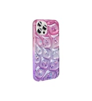 Apple iPhone 14 Pro Max Uyumlu Kılıf Simli 3D Desenli Zore Hacar Kapak (Pembe- Mor)