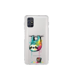 Samsung Galaxy M51 ile Uyumlu Splash Tembel Hayvan Tasarımlı Şeffaf Silikon Kılıf