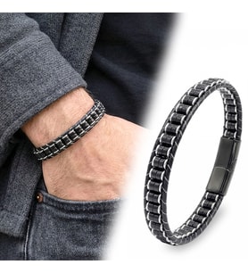 Moncuk Design Oniks & Hematit Çelik Örgülü Deri Bileklik 33512B22D2