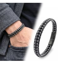 Moncuk Design Oniks & Hematit Çelik Örgülü Deri Bileklik 33512B22D2