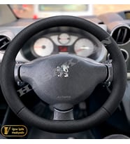 Peugeot 206 Dikme Direksiyon Kılıfı Premium Komple Delikli Deri Siyah Dikiş MUX Altyapılı-Sedan-Kalın Kollu 2003-2009