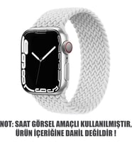 Apple Watch Series 7 45mm için Kordon, (Medium Size, 147mm) Knitted Fabric Single Loop Beyaz [Watch Series 7 45mm ile Uyumlu Kordon - Beyaz]