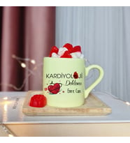 Kardiyoloji Doktoru Tasarımlı Kişiye Özel Sarı Türk Kahvesi Fincanı