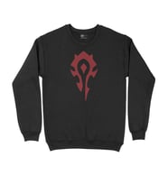 Warcraft Kırmızı Logolu Siyah Sweatshirt