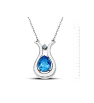 Bella Gloria Pırlanta Mavi Topaz 'Seni Seviyorum' Kolye (GK00118)