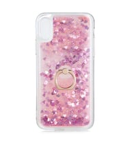 Uyumlu Model Apple iPhone XS 5.8 Kılıf İçi Sıvılı Yüzüklü Kapak (Pembe)
