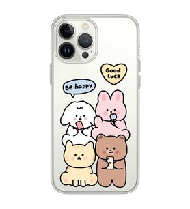 Iphone 15 Pro Uyumlu Sevimli Ayıcıklar Desenli Şeffaf Telefon Kılıfı