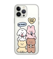 Iphone 15 Pro Uyumlu Sevimli Ayıcıklar Desenli Şeffaf Telefon Kılıfı