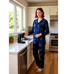 Kadın Uzun Kollu Güneş Desenli Pijama Takımı Fonksiyonel Dayanıklı Kaliteli Konforlu Rahat