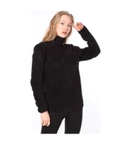 Ghassy Co. Kadın Yarım Fermuarlı Spor Polar Sweatshirt 9 Renk (Siyah)