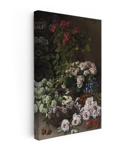 Kanvas Tablo Claude Monet Sepetli Çiçekler Canlı Renkler Ressam Tablosu Ev Ofis Dekoru