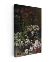 Kanvas Tablo Claude Monet Sepetli Çiçekler Canlı Renkler Ressam Tablosu Ev Ofis Dekoru