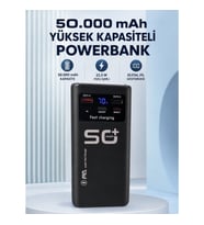 Mey İthalat® 50.000 mAh Taşınabilir Powerbank 22,5 W Hızlı Şarj 4 Dahili Şarj Kablosu Dijital Ekran