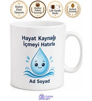 Su İçmeyi Unutan Arkadaşa Hayat Kaynağı İçmeyi Hatırla Uyarı Kupa Hediye Bardak