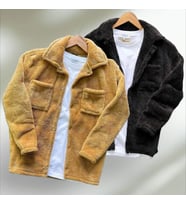 2 li Unisex Siyah ve Taba Peluş Polar Hırka Gömlek (Taba - Siyah)