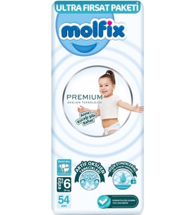 Molfix Premium Bebek Bezi Beden:6 (15+KG) Extra Large 54 Adet Ultra Fırsat Pk