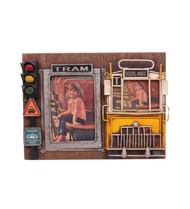 Dekoratif Metal Çerçeve Tramvay Dekorlu Vintage Ev Ofis Hediyelik