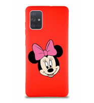 Samsung Galaxy A71 Soft Premier Kapak Minnie Mouse-C Tasarımlı Silikon Kılıf - Kırmızı (Şeffaf)
