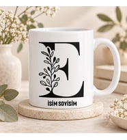 Kişiye Özel Baş Harf ve İsim Yazılı Yapyak Motifli Seramik Kupa Bardak