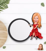 BK Gift Kişiye Özel Kadın Manken Karikatürlü Ahşap Bardak Altlığı-1