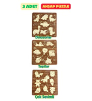 Çocuk Puzzle (Yapboz) Birinci Sınıf Ahşap 3 Parça Eğitici Öğretici Eğlenceli Set