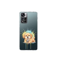 Xiaomi Redmi Note 11 Pro Plus 5G ile Uyumlu Splash Köpek Tasarımlı Şeffaf Silikon Kılıf